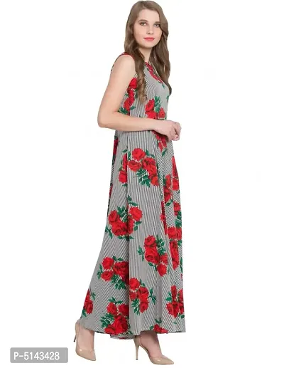 Stunning Multicoloured Crepe Floral Print  Long Gown For Women-thumb3