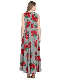 Stunning Multicoloured Crepe Floral Print  Long Gown For Women-thumb1