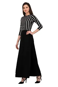 Stunning Black Crepe Striped  Long Gown For Women-thumb2
