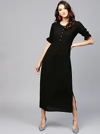 Stunning Black Crepe Solid  Long Gown For Women-thumb2