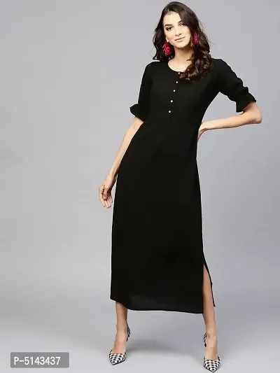 Stunning Black Crepe Solid  Long Gown For Women-thumb3