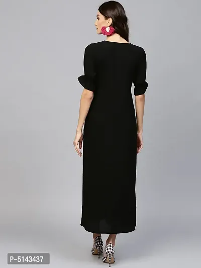 Stunning Black Crepe Solid  Long Gown For Women-thumb2