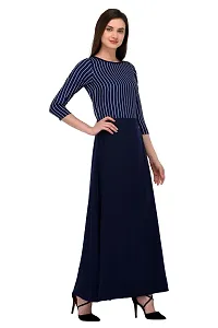 Stunning Blue Crepe Striped  Long Gown For Women-thumb3