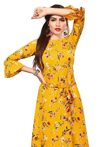 Stunning Yellow Crepe Floral Print  Long Gown For Women-thumb3