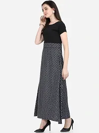 Stunning Black Crepe Polka Dot Print  Long Gown For Women-thumb3