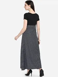Stunning Black Crepe Polka Dot Print  Long Gown For Women-thumb1
