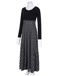 Stunning Black Crepe Polka Dot Print  Long Gown For Women-thumb2