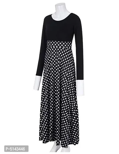 Stunning Black Crepe Polka Dot Print  Long Gown For Women-thumb3