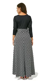 Stunning Black Crepe Polka Dot Print  Long Gown For Women-thumb1