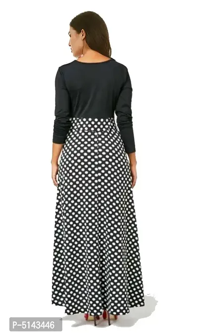 Stunning Black Crepe Polka Dot Print  Long Gown For Women-thumb2