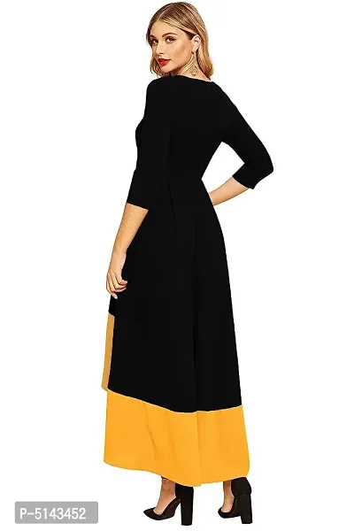 Stunning Black Crepe Solid  Long Gown For Women-thumb3