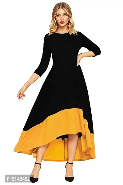Stunning Black Crepe Solid  Long Gown For Women-thumb2