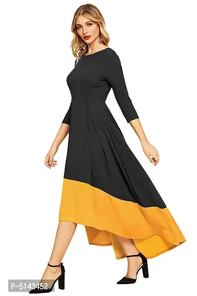 Stunning Black Crepe Solid  Long Gown For Women-thumb4
