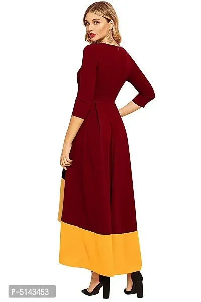 Stunning Maroon Crepe Solid  Long Gown For Women-thumb3