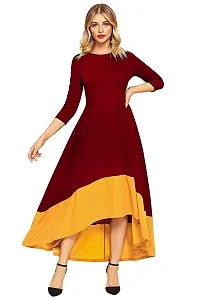 Stunning Maroon Crepe Solid  Long Gown For Women-thumb3