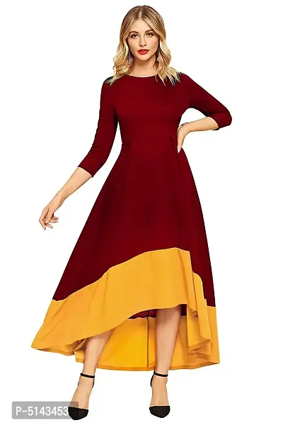 Stunning Maroon Crepe Solid  Long Gown For Women-thumb4