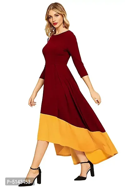 Stunning Maroon Crepe Solid  Long Gown For Women-thumb2