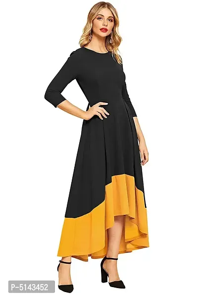 Stunning Black Crepe Solid  Long Gown For Women-thumb0