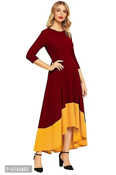 Stunning Maroon Crepe Solid  Long Gown For Women