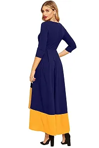 Stunning Navy Blue Crepe Solid  Long Gown For Women-thumb2