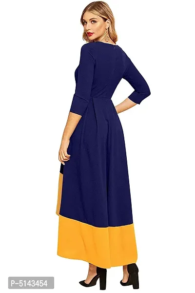 Stunning Navy Blue Crepe Solid  Long Gown For Women-thumb3