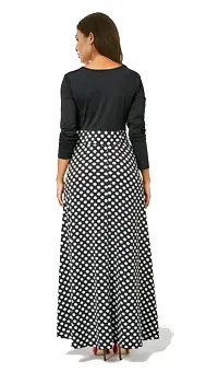 FAB YASHPA Women's Polka Dot Print Fit & Flare Black Dress (M)-thumb1