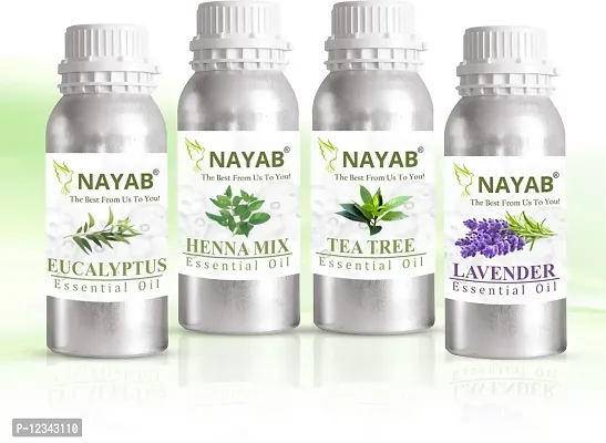 Nayab Nilgiri (Eucalyptus) oil, Lavender oil,Tea tree oil and henna mix oil for henna paste and skin 10ml X 4 pcs