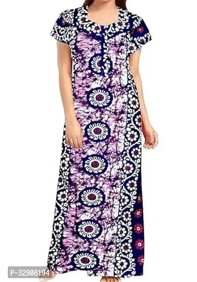 Stylish Cotton Blend Printed Nighty For Women-thumb0