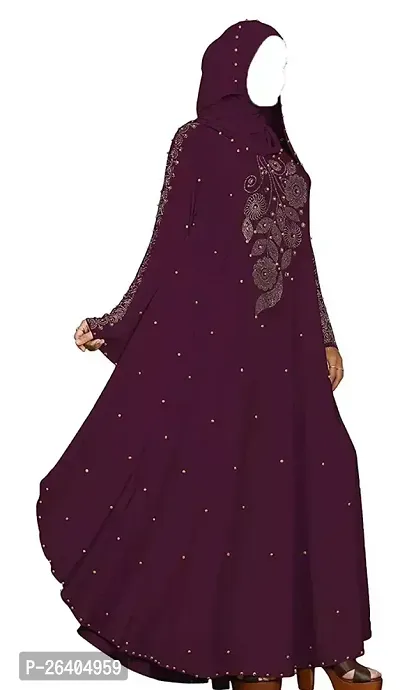 Crystal Lycra Fabric Kaftan Umbrella Style Stone And Beads Work Abaya With Dupatta Also-thumb0