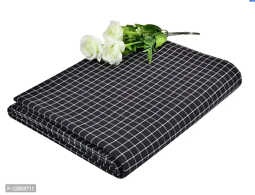 Comfortable Black Cotton Checked Double Bedsheet-thumb0