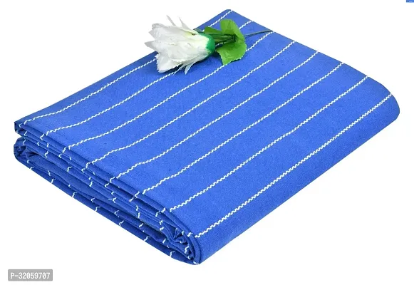 Comfortable Blue Cotton Striped Double Bedsheet-thumb0