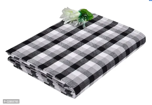 Comfortable Grey Cotton Checked Double Bedsheet-thumb0