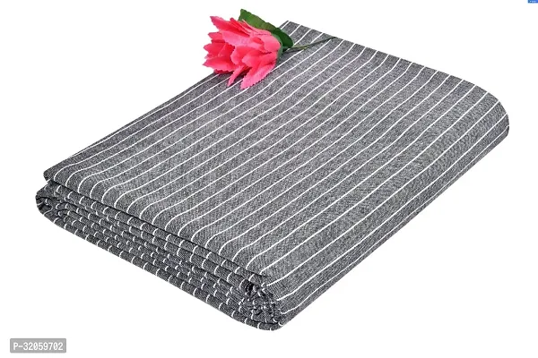 Comfortable Grey Cotton Striped Double Bedsheet