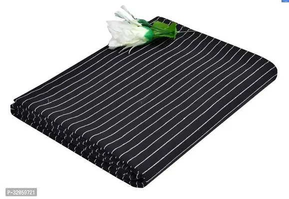 Comfortable Black Cotton Striped Double Bedsheet-thumb0