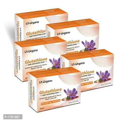 LA Organo Glutathione Kumkumadi Skin Lightening & Brightening Soap For All Skin Type (100gm) Pack of 5-thumb0