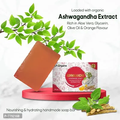 LA Organo Ashwgandha Handmade Natural Bath Soap, Orange Flavour Enriched with Olive Oil - 100gm-(Pack of 2)-thumb3