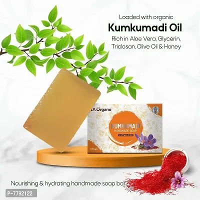 LA Organo Handmade Jasmine, Coconut Milk & Kumkumadi Bath Soap (100g each, Pack Of 3)-thumb3