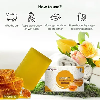 LA Organo Honey Handmade Natural Bath Soap - 100gm-(Pack of 4)-thumb5