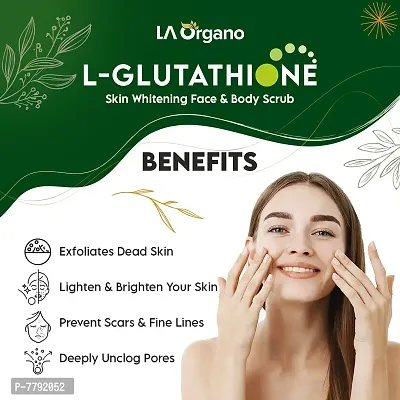 LA Organo L-Glutathione Face  Body Scrub, Exfoliates Dead Skin, Impurities  Pollutions from Skin, Lighten  Brighten Your Skin, 50gm-thumb2