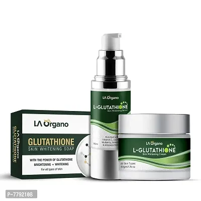 LA Organo Glutathione Cream, 50g & Glutathione Serum, 30ml & Glutathione Soap (Pack of 3)-thumb0