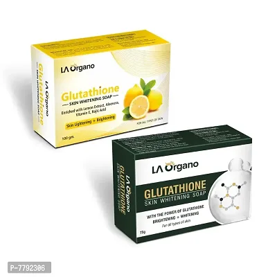 LA Organo Glutathione Gluta Green & Lemon Soap For Lightening & Brightening for All Skin Type (Pack of 2)