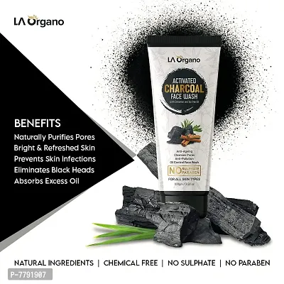 LA Organo Activated Charcoal Face Wash, 100 g each (Pack of 2)-thumb2