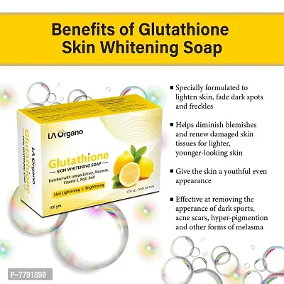 LA Organo Glutathione Soap For Skin Whitening, Lightening and Brightening, with Lemon Extracts, Aloe Vera, Kojic Acid, Anti-aging, Dark Circle, Sun Damage Corrector, For Fair Skin (Pack of 4)-thumb2