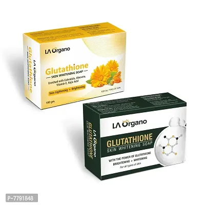 LA Organo Glutathione Calendula & Gluta Green Soap For Lightening & Brightening For All Skin Type (Pack of 2)-thumb0