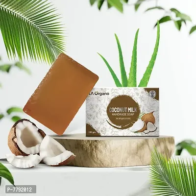 LA Organo Coconut Milk Handmade Natural Bath Soap - 100gm-(Pack of 6)-thumb2