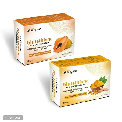 LA Organo Glutathione Papaya & Haldi Chandan Soap For Lightening, Brightening For All Skin Type (Pack of 2)