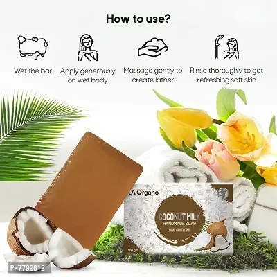 LA Organo Coconut Milk Handmade Natural Bath Soap - 100gm-(Pack of 6)-thumb5