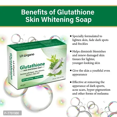 LA Organo Glutathione Neem  Tulsi Skin Whitening Soap, with Kojic Acid for Skin Lightening  Brightening, Dark Spot and Dead Skin Cell Removal, Fairness Soap - All Skin Type (Pack of 2)-thumb3