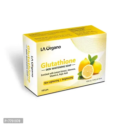 LA Organo Glutathione Soap for Skin Whitening with Lemon Extracts; Aloe Vera; Vitamin E; Kojic Acid; Anti-aging; Dark Circle and Sun Damage Corrector; 100 g