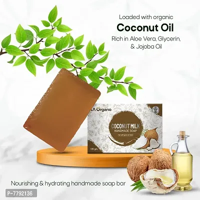 LA Organo Coconut Milk Handmade Natural Bath Soap - 100gm-(Pack of 4)-thumb3